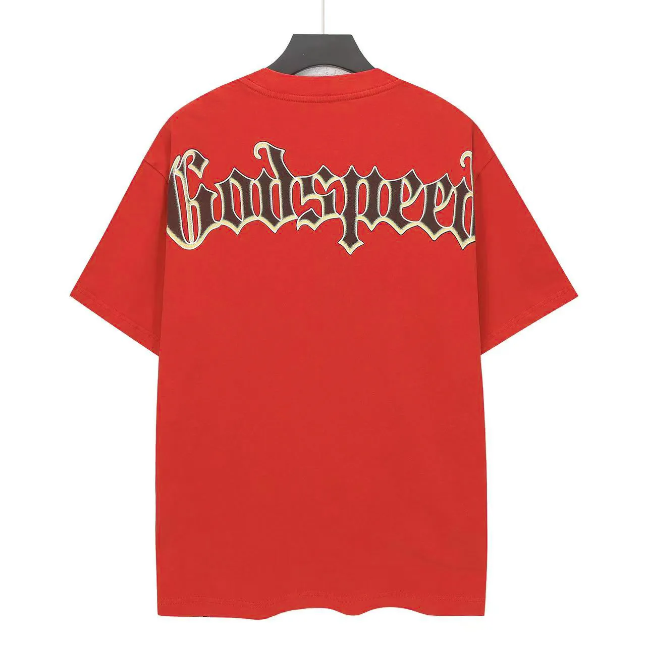 6137# Washed and fried Chinese red｜In Stock real shot (American trend niche) Godspeed cross-border American rock street washed Retro style short-sleeved T (craft printing) Fabric (fabric): 32 combed double yarn Weight Sizes (size): S-M-L-XL Color (colour): washed Chinese red